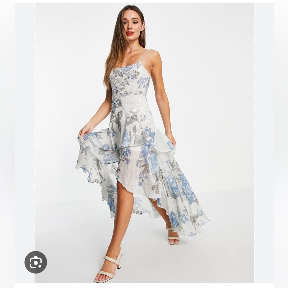 ASOS DESIGN soft floral printed maxi dress with floral embellishments